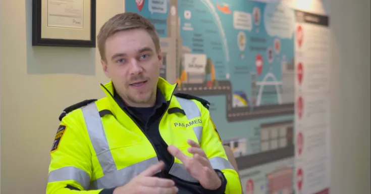 Paramedic in yellow jacket