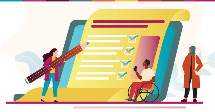 Workers filling out a survey