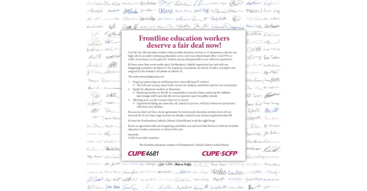 Open letter signed by school board workers