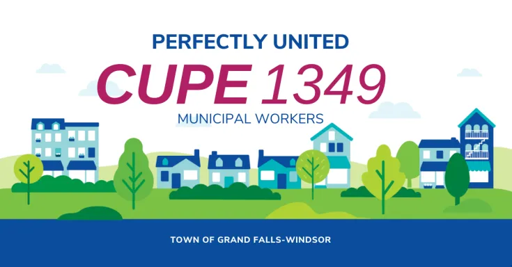 Web banner. Text: Perfectly United: CUPE 1349. Town of Grand Falls-Windsor.